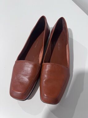 Antonio Melani Cognac Leather Square-Toe Loafers